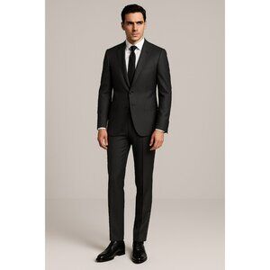 Pal Zileri Men's 2-pc Wool Suit MADE IN ITALY 35R Gray Black Check Sleek Preppy